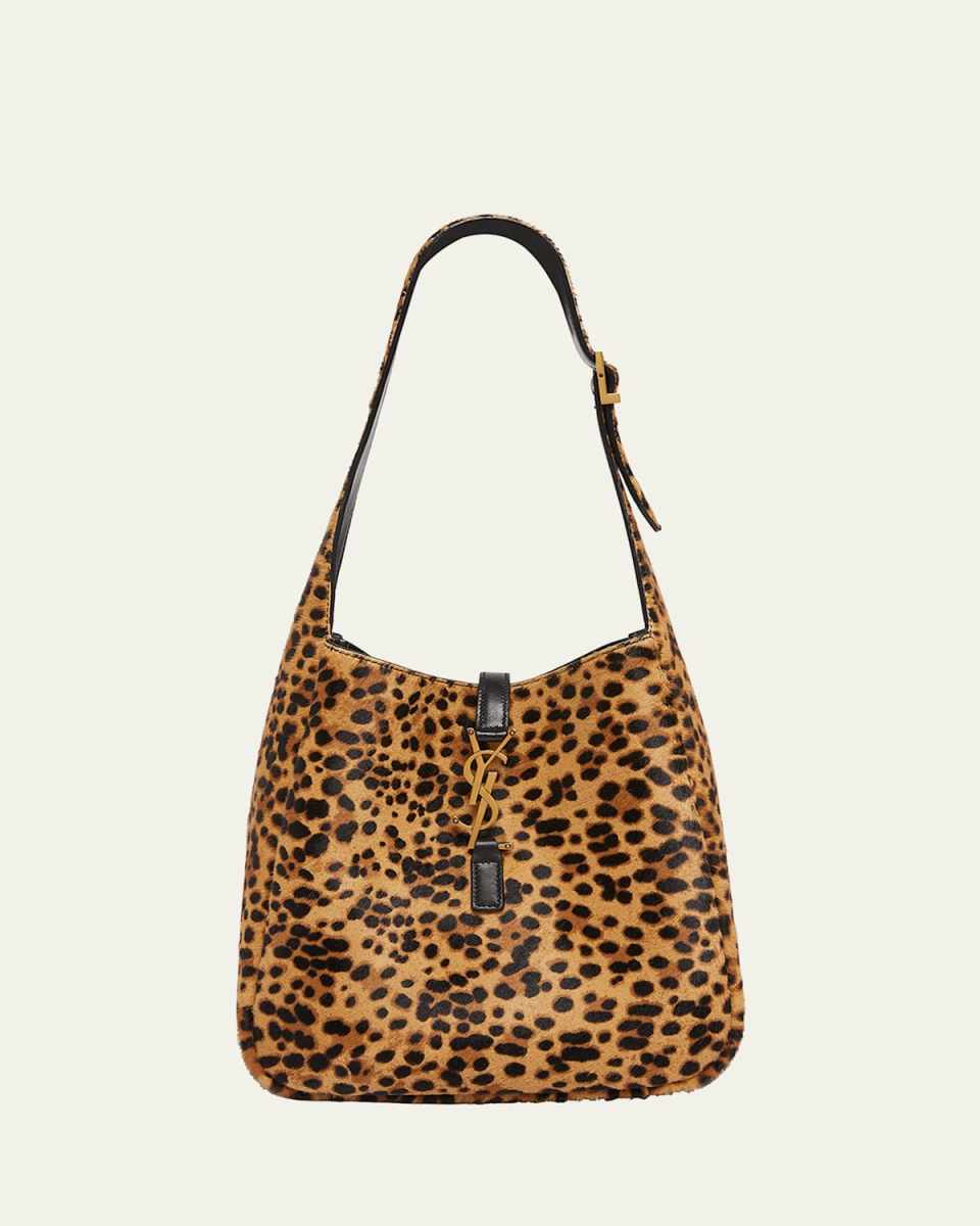 Le 5 A 7 Small YSL Hobo Bag in Leopard-Print Calf Hair